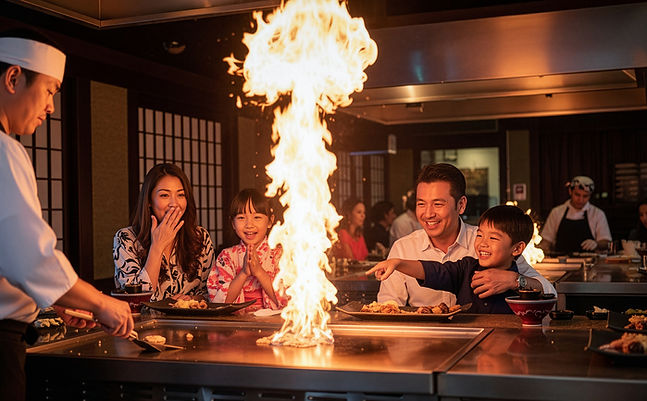 ultra realistic AI-generated people in restaurant with fire