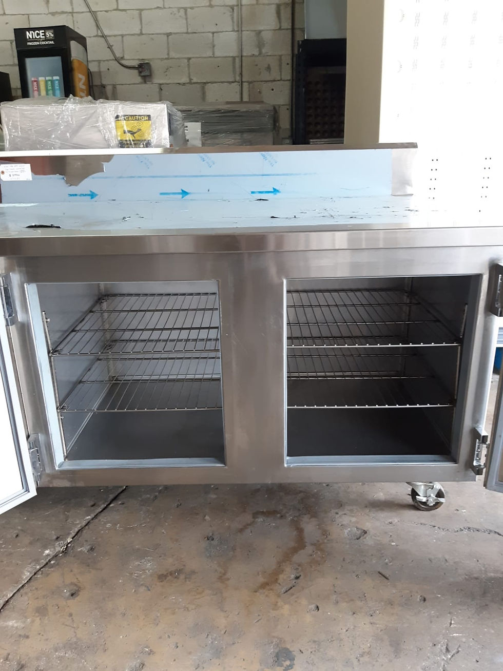 Thumbnail: USED TWO DOOR WORKTOP REFRIGERATOR W/ BACKSPLASH
