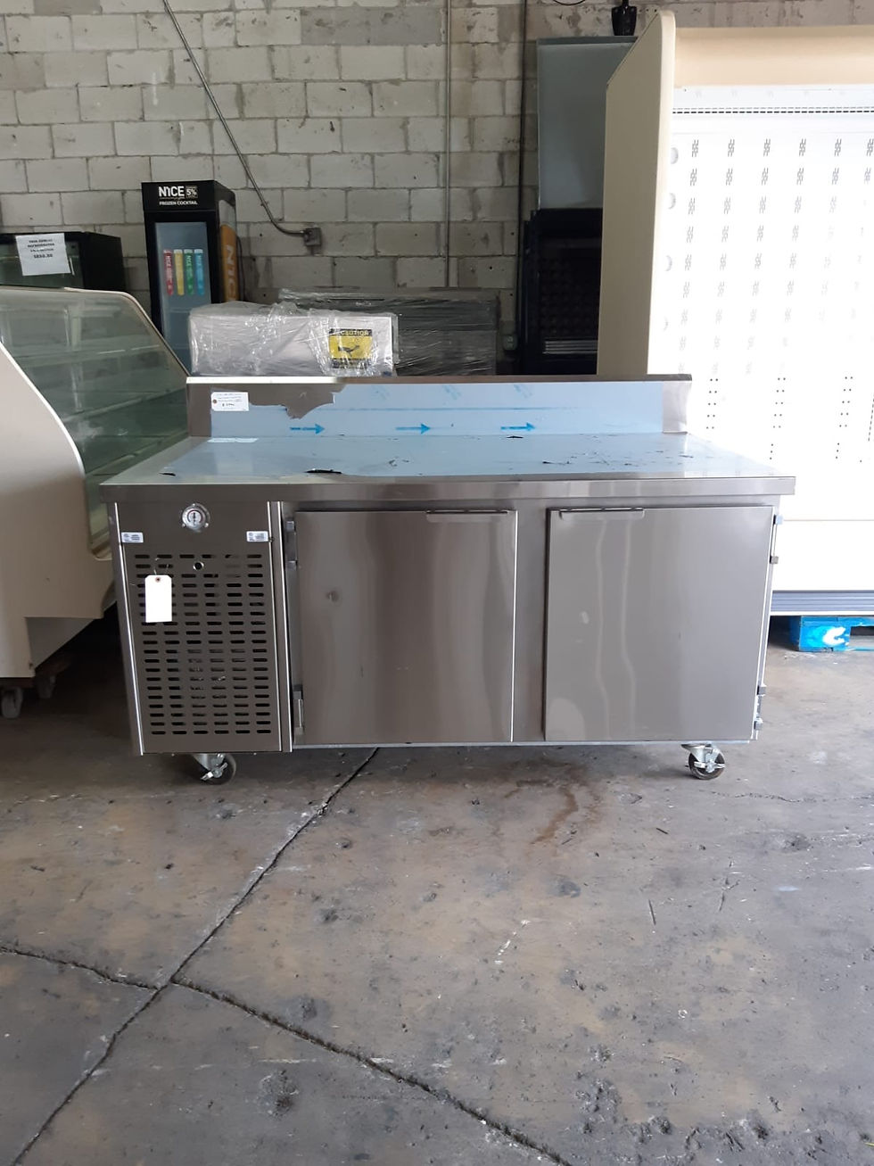 Thumbnail: USED TWO DOOR WORKTOP REFRIGERATOR W/ BACKSPLASH