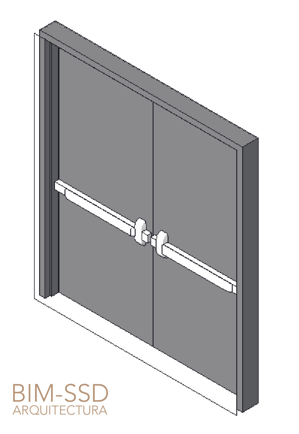 Puerta doble con barra de emergencia