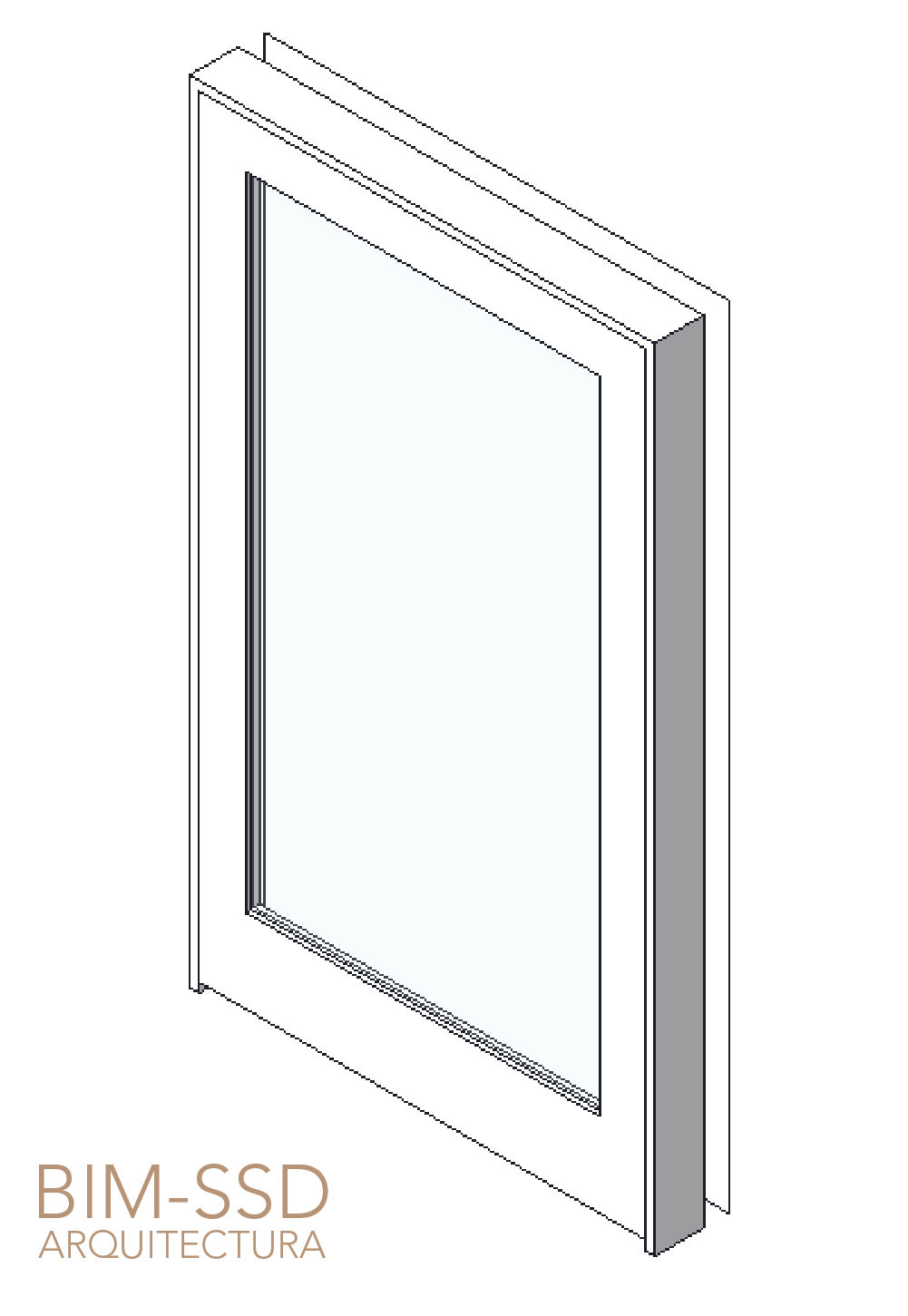 Puerta abatible con marco metálico y cristal