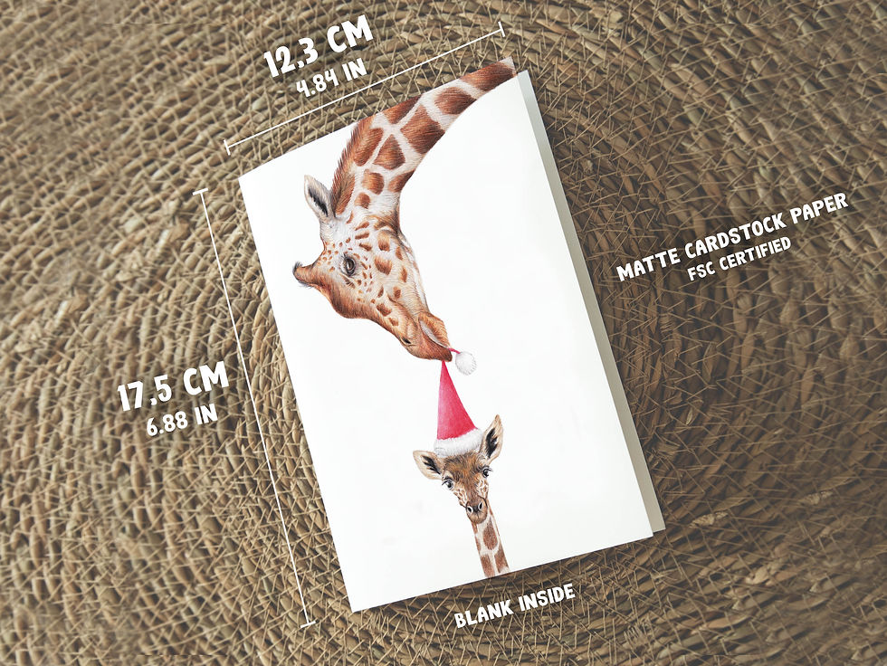 Thumbnail: Giraffen met Kerstmuts, Kerstkaart