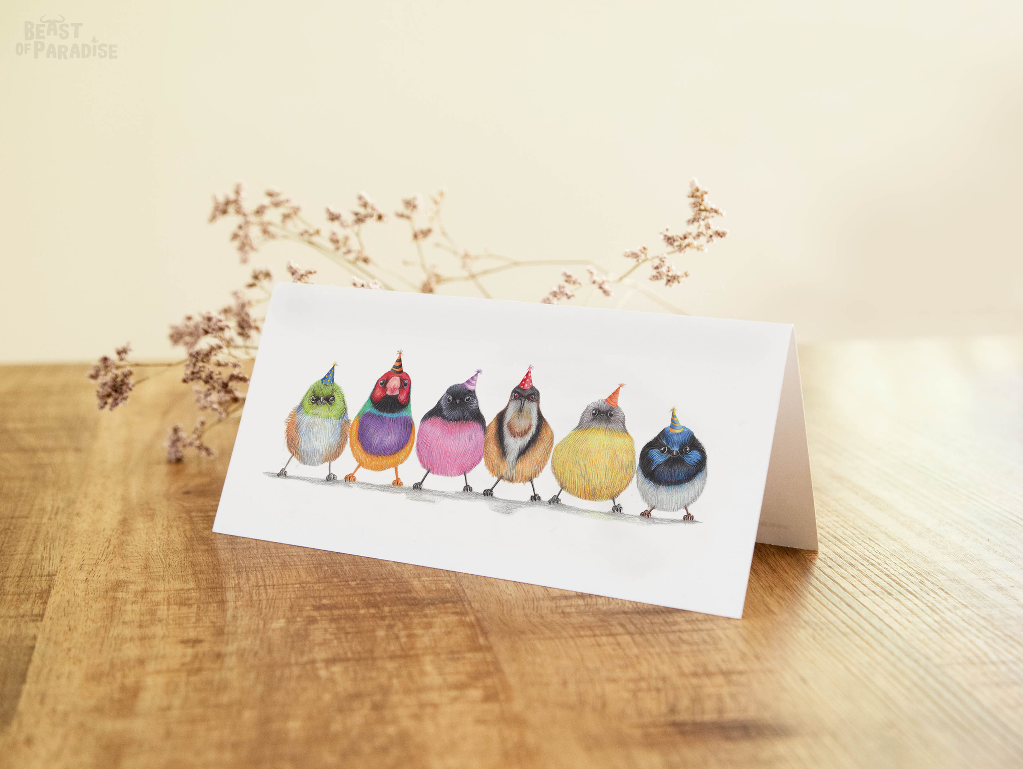 Verjaardagskaart, Feestvogeltjes, Australische Vogels