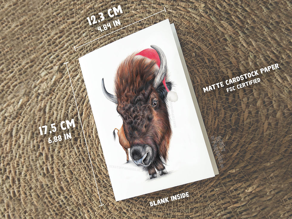 Thumbnail: Bison met Kerstmuts, Kerstkaart
