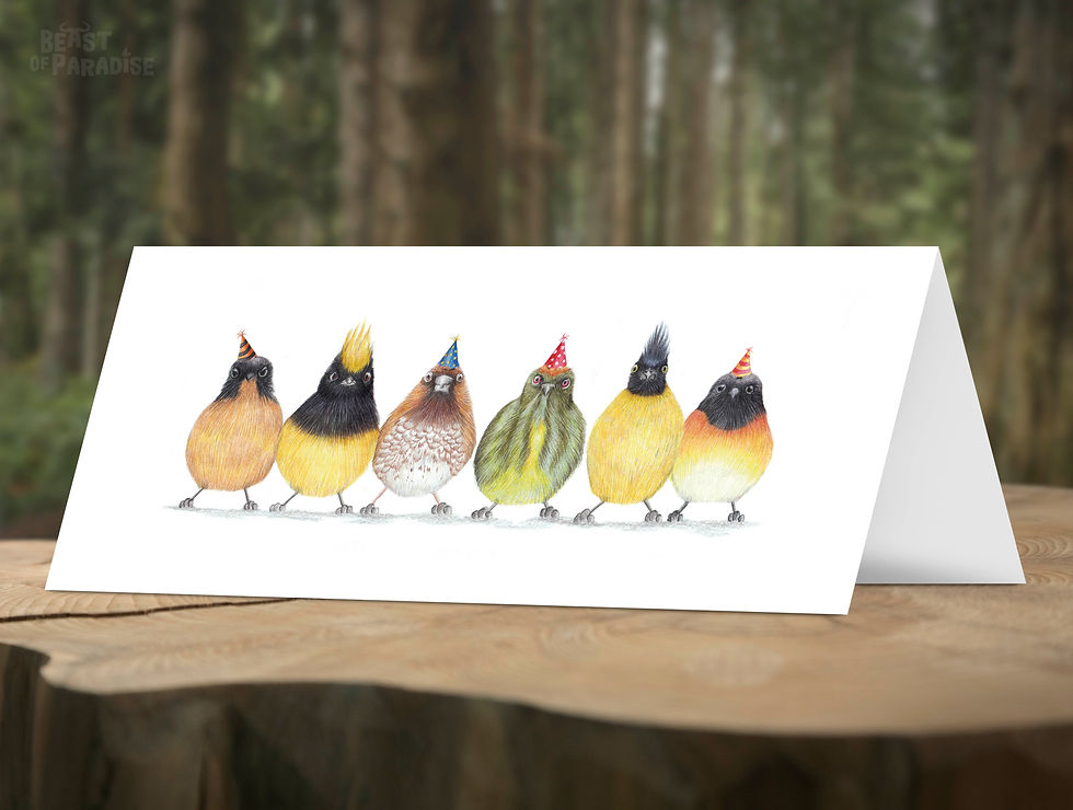 Thumbnail: 6x Feestvogeltjes Kaarten, Set