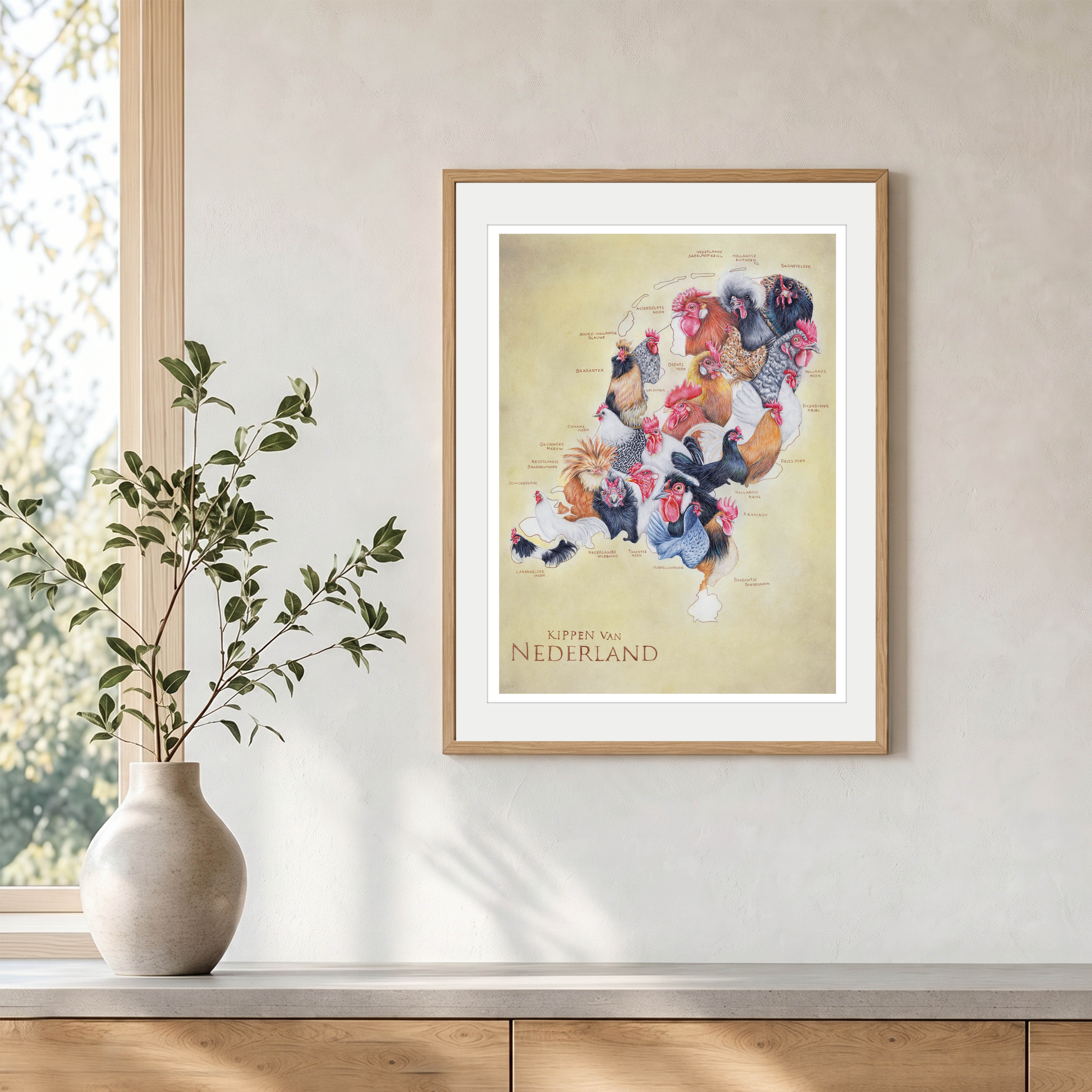 Kippen van Nederland, 30 x 40 cm