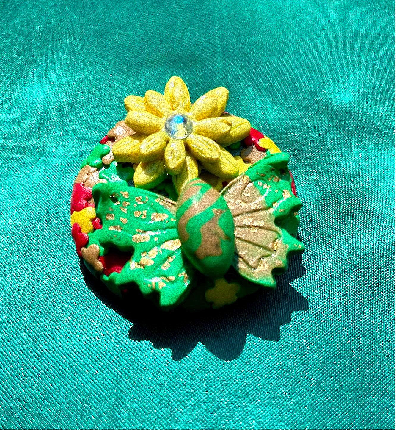 Hand Crafted flower butterfly brooch polymer clay brooch