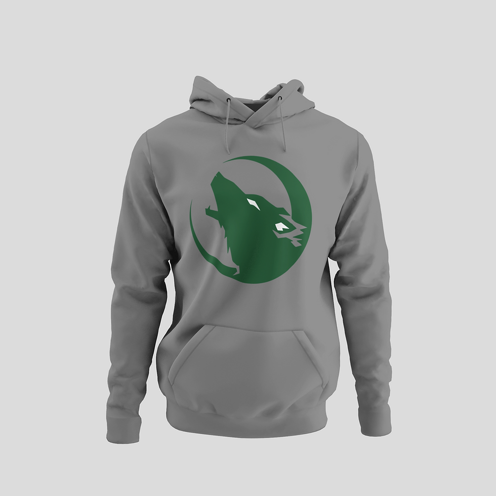 Barrie Wolfpack Grey Performance Hoodie (Green/White Eyes Logo)