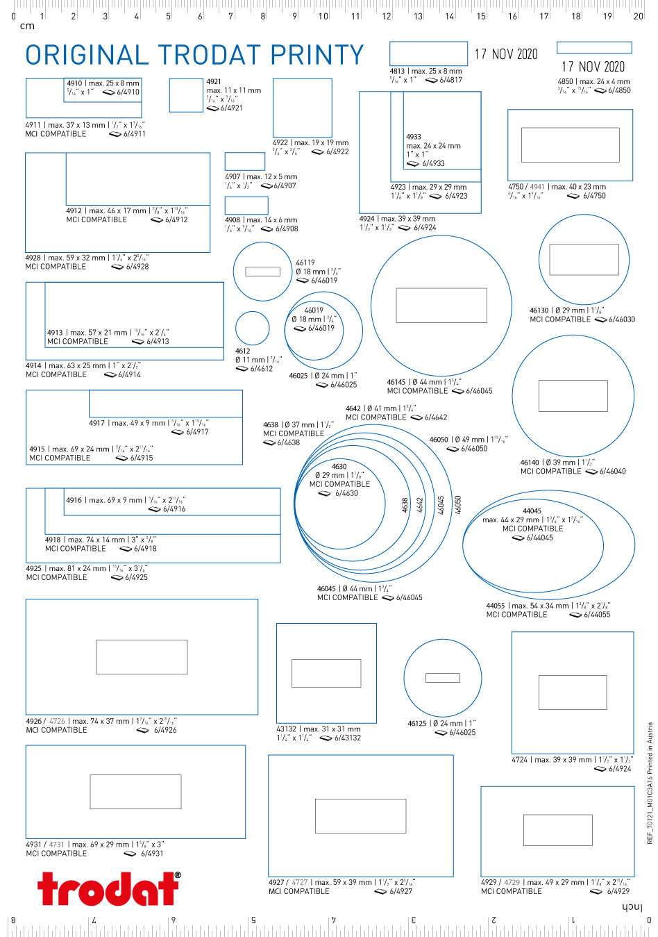 ขนาดตรายาง