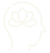 Wellness icon of a head with a lotus inside, symbolising calm