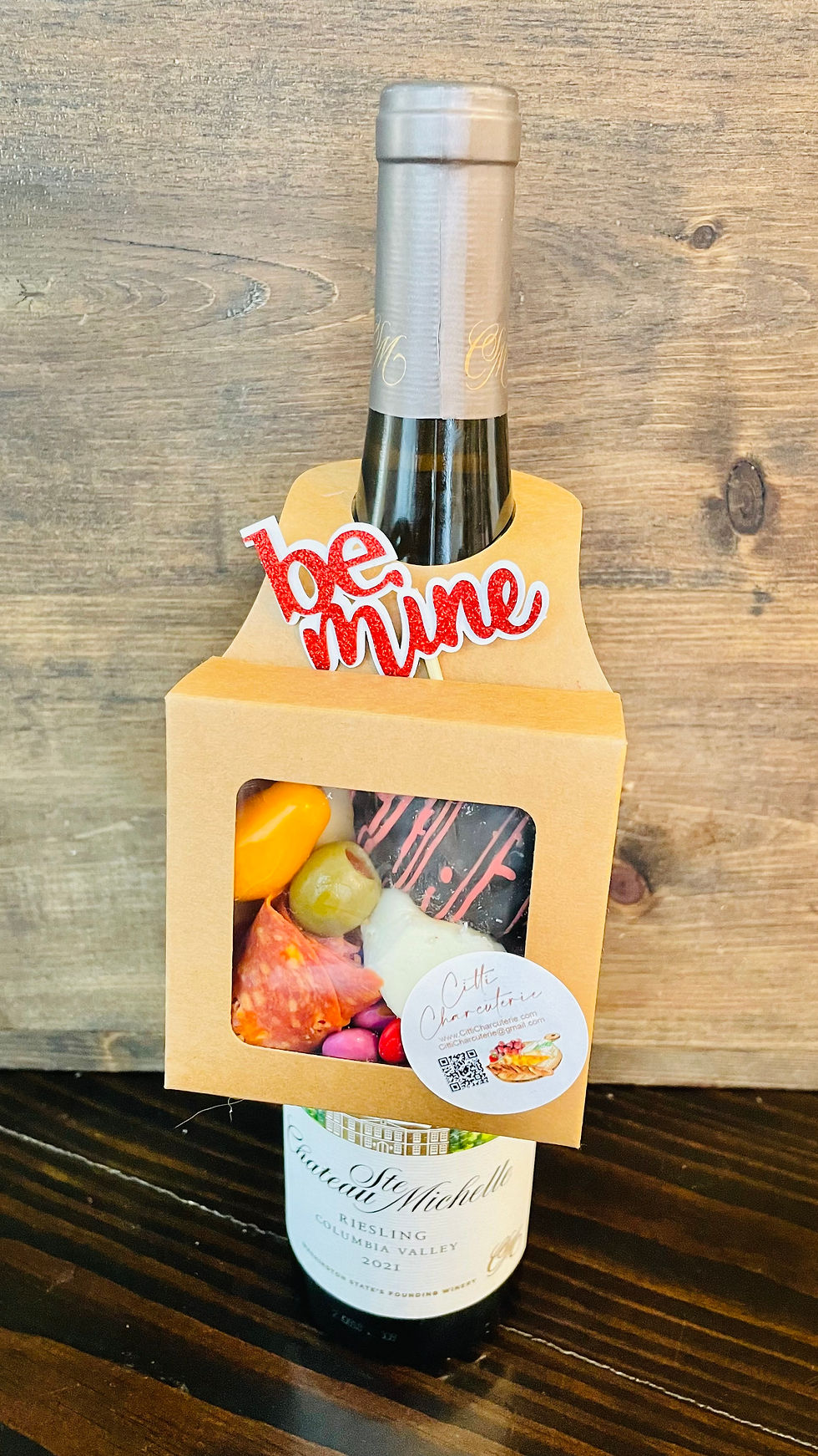 Thumbnail: Charcuterie/Treat Wine Bottle Box 2.5x 2.5 inches *WINE NOT INCLUDED