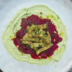 Beet Salad with a Goat Cheese-Avocado Mousse