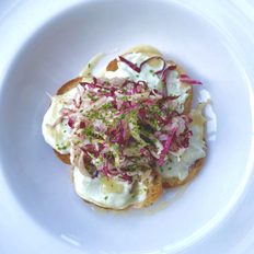 Crostini with Blue Cheese, Radicchio & Honey