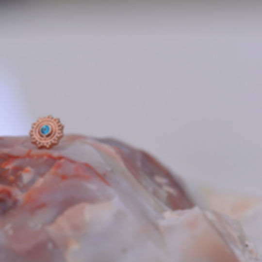 Round 6mm Afghan Threadless 14k Solid Rose Gold with Genuine Paraiba Topaz