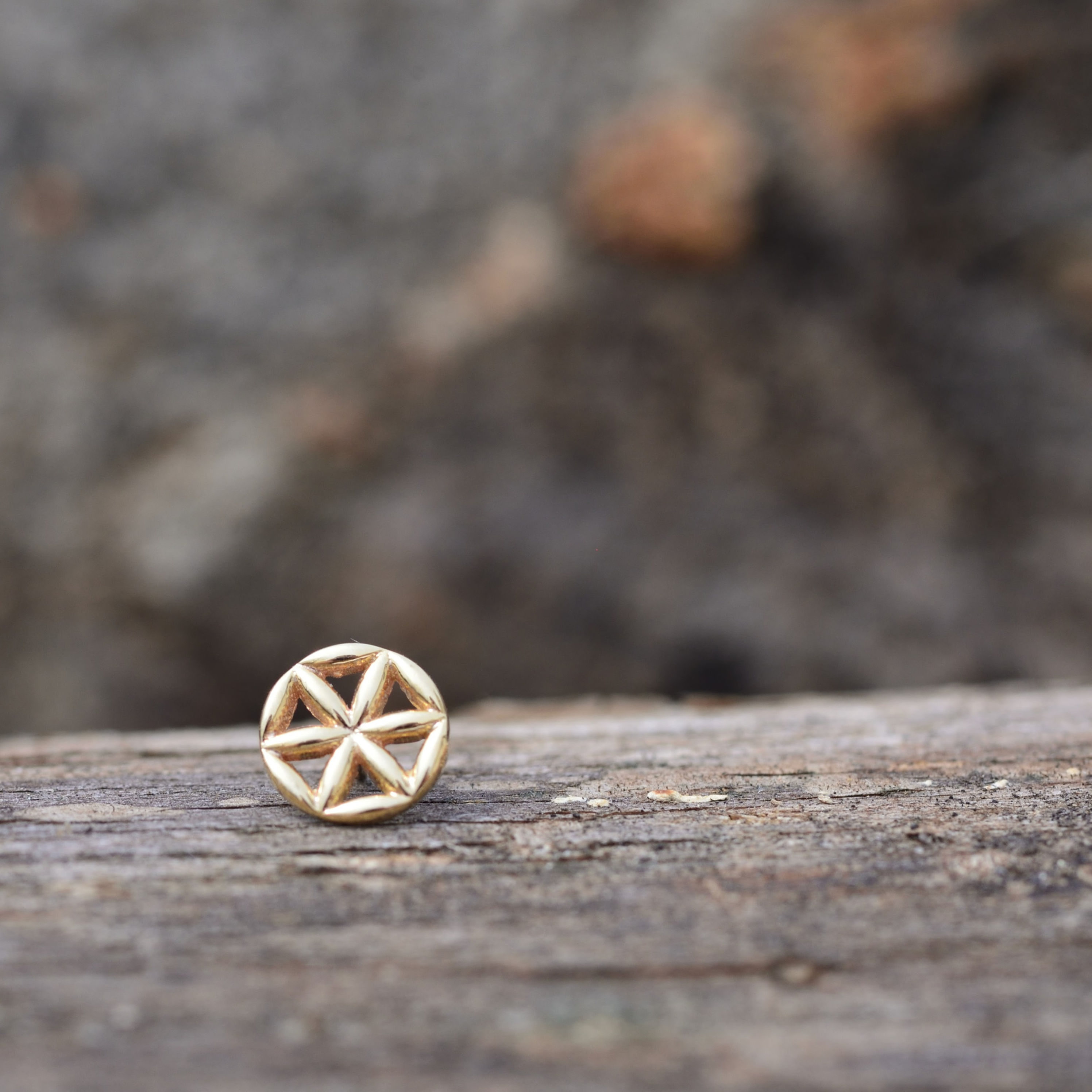 Flower of life 6mm threadless 14k BVLA
