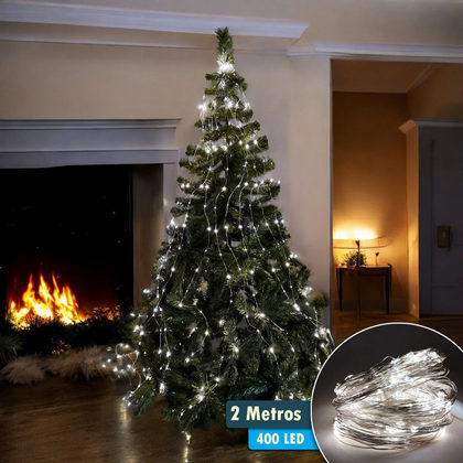 Ramal cable alambre de cobre 2mts, 20 tiras (luz blanca)