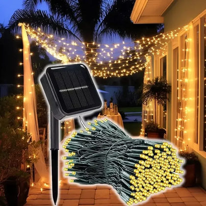 Luces navidad solares 10mts cálidas