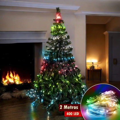 Ramal cable alambre de cobre 2mts, 20 tiras (luz multicolor)