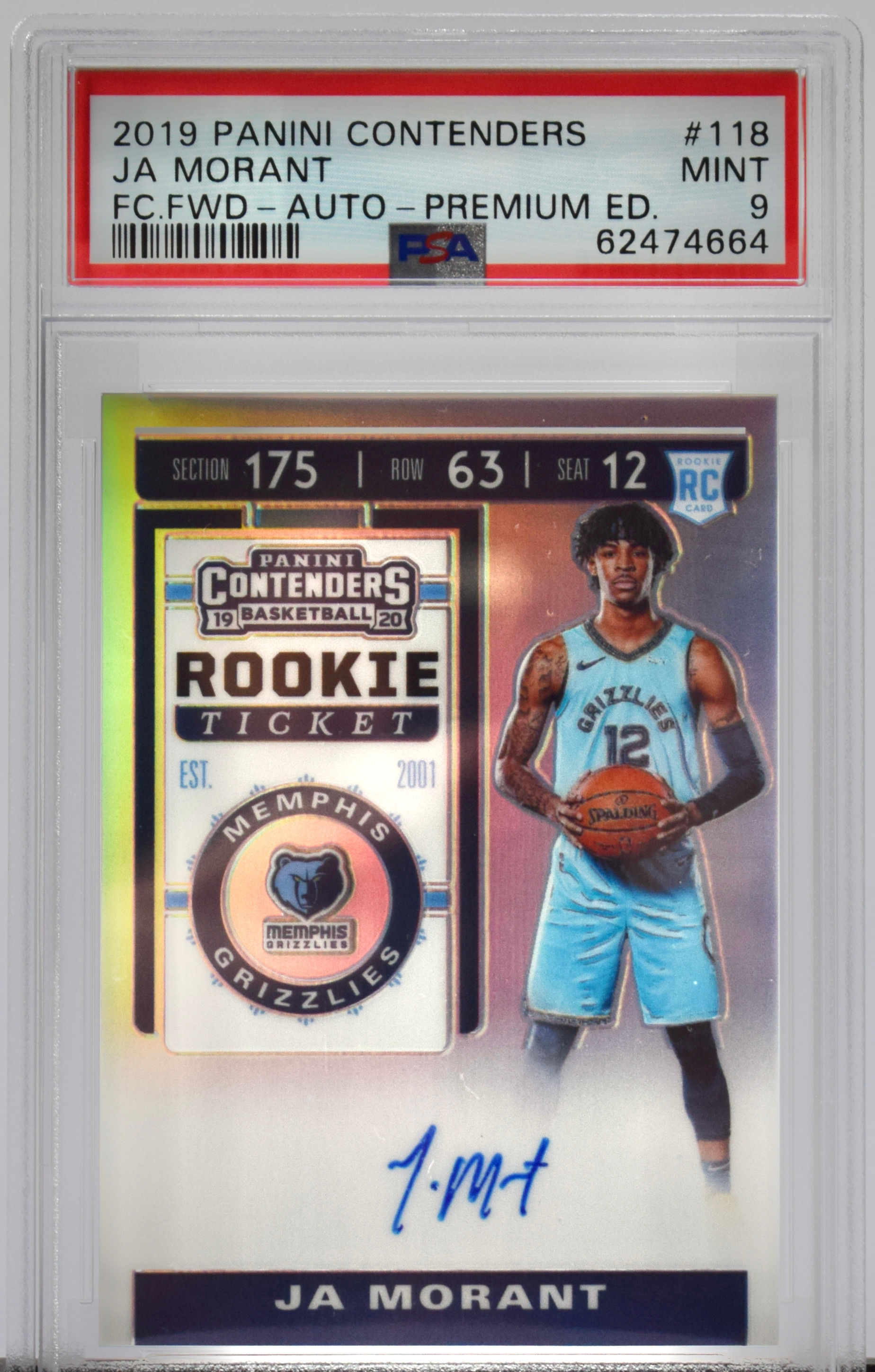 2019 Ja Morant Contenders Rookie Ticket Card
