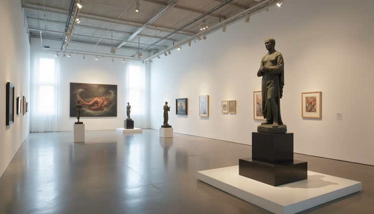 Göz hizasında, sergi alanında yerleştirilen büyük bir heykel