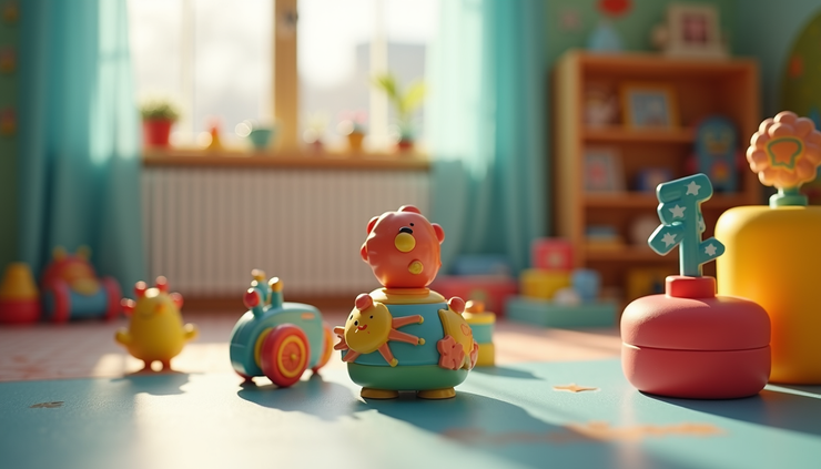 Yakın çekim, renkli oyuncaklarla dolu oyun alanı