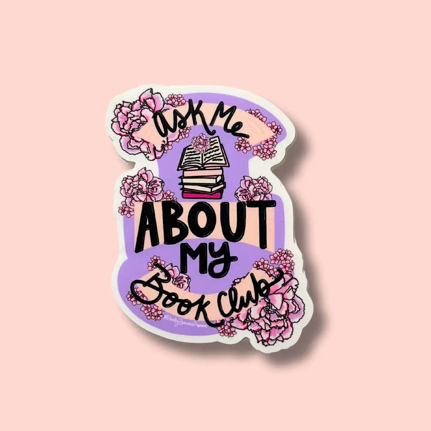 Ask Me About My Book Club Waterproof Vinyl Sticker