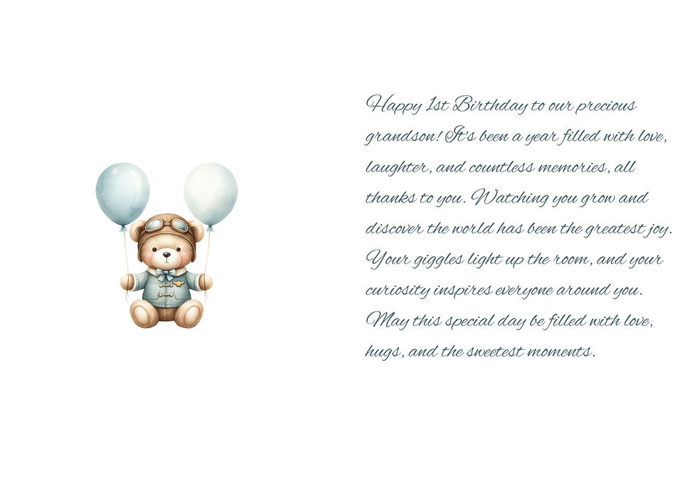 Thumbnail: Bear Flying Plane Card for young children ages 1 to 7 including free p