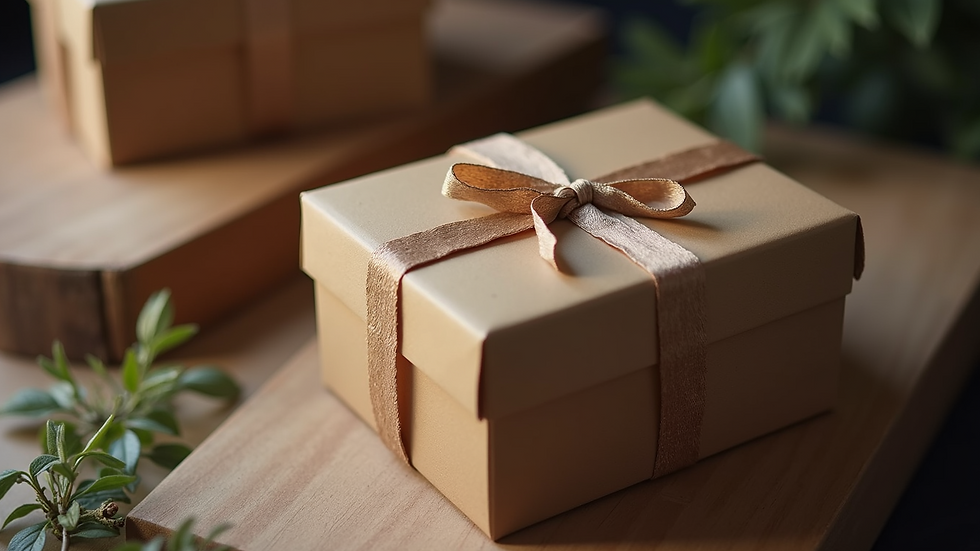 High angle view of a local artisan packaging a custom gift box