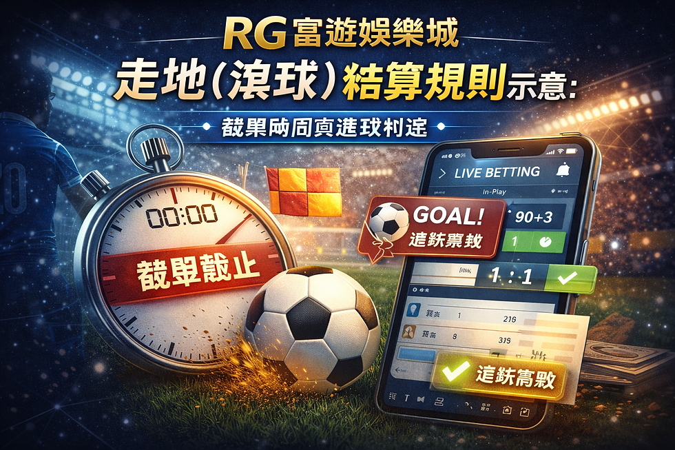RG富遊娛樂城走地（滾球）結算規則示意：截單時間與進球判定