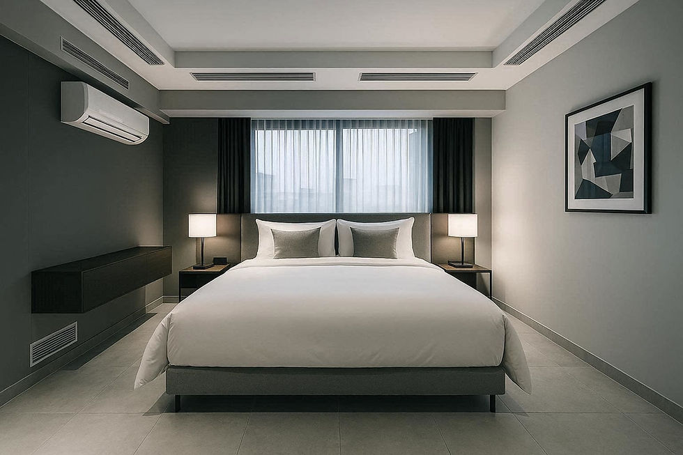 Imagen de servicio de aire acondicionado para hotel utilizada para representar mantenimiento, reparación e instalación en CDMX y Estado de México.