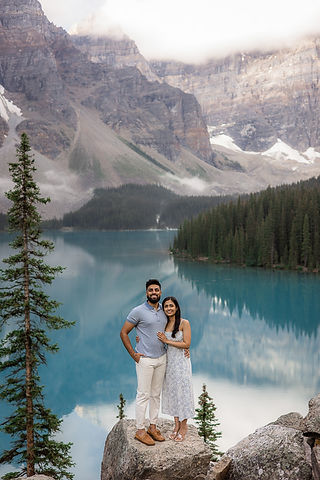 Engagement photos at Moraine Lake