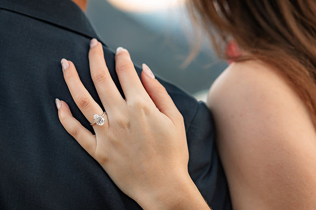 Close up of an engagement ring captured at Banff's proposal spot