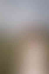 bride looking at her groom, with rainbow in the background