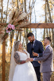 bride and groom smile and laugh