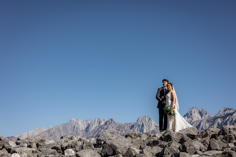 Bride and Groom mountain line photo