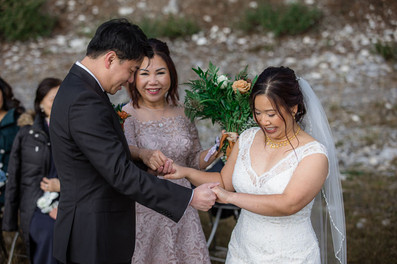 Mother gives bride away