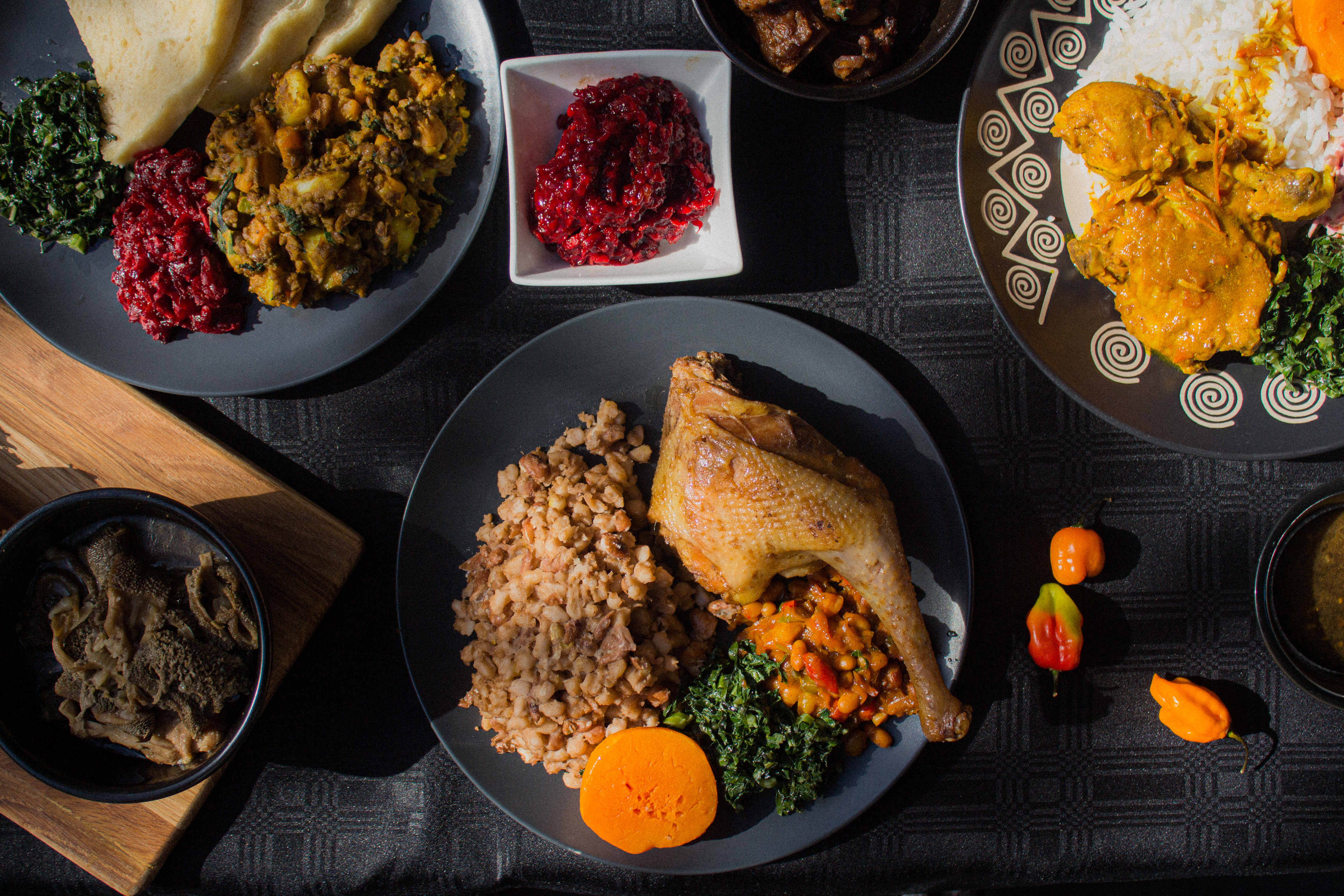 Arranged Food and Objects