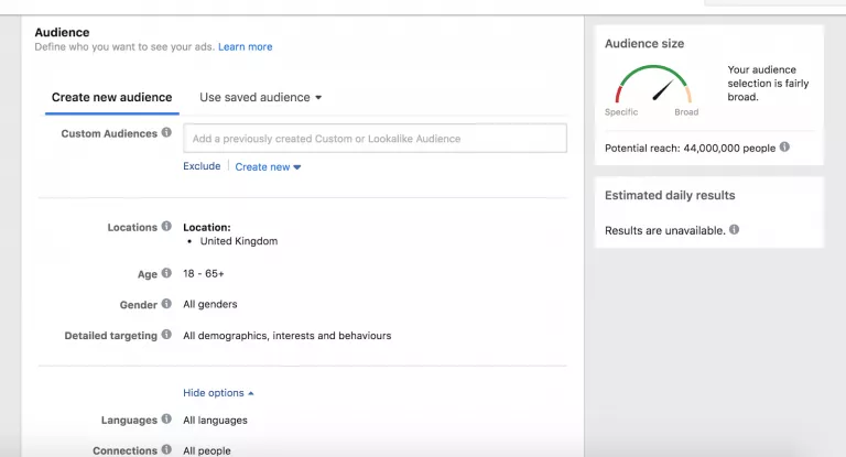 Facebook ad targeting