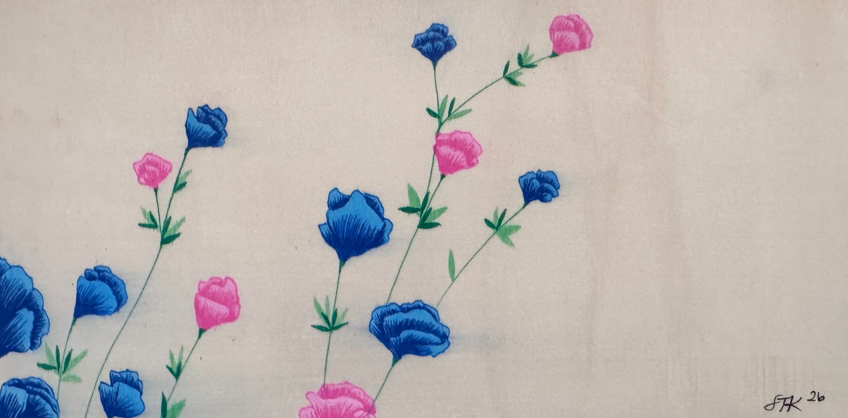 Blue and Pink Flowers