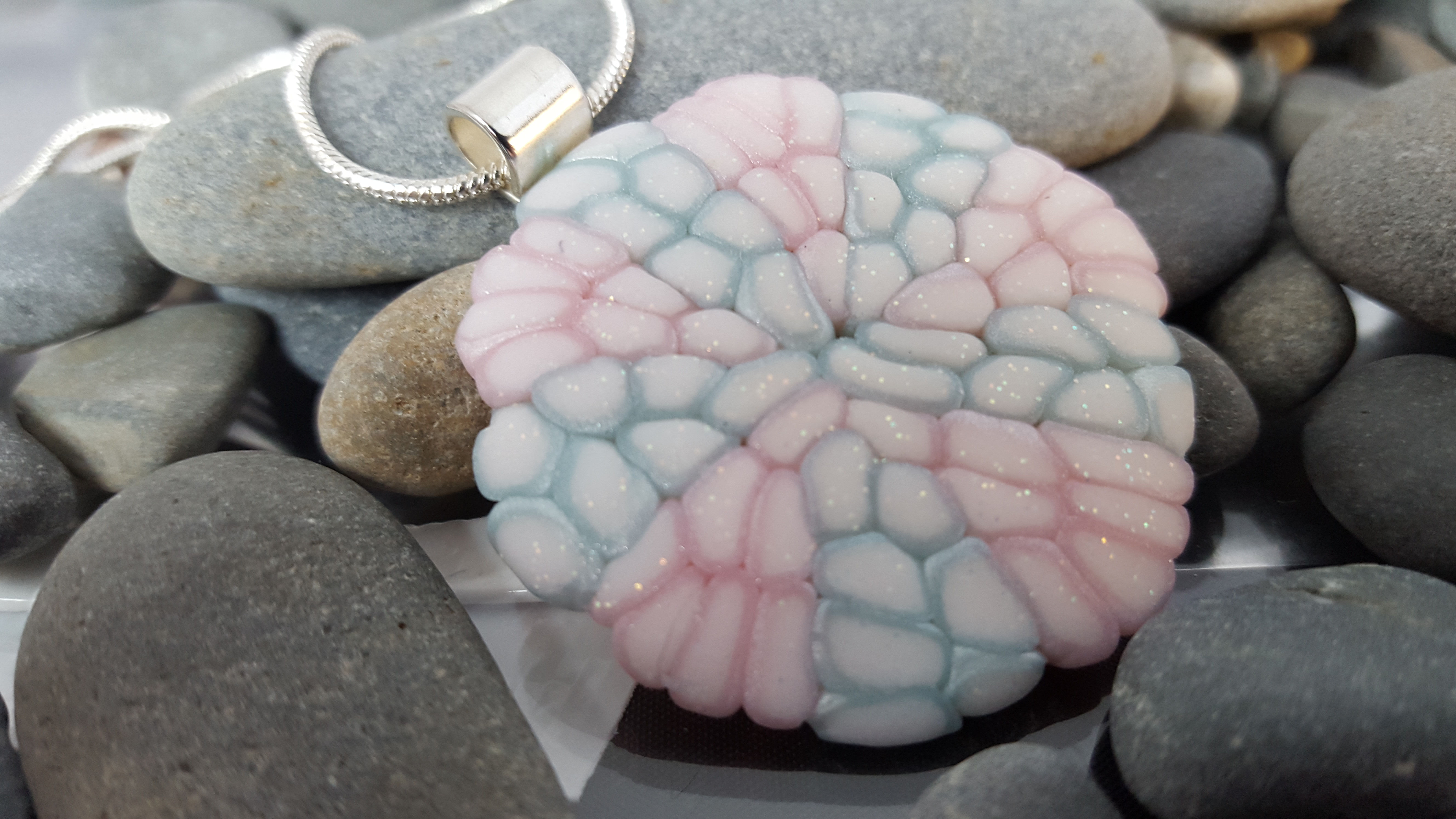 Soft Pink and Ice Blue Sand Dollar Pendant