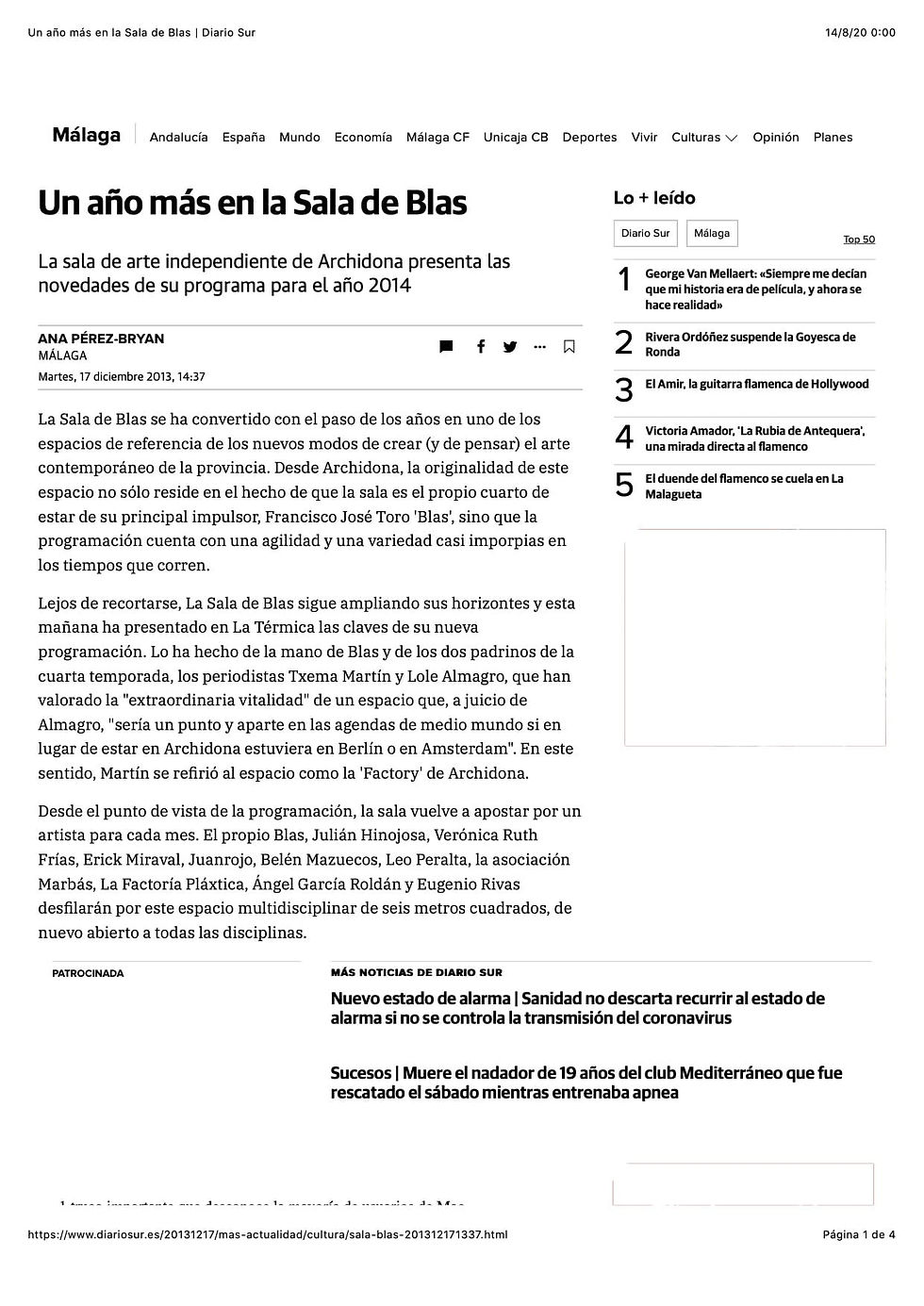 2013-12-17. DIARIO SUR. Un año más en la Sala de Blas _ Diario Sur