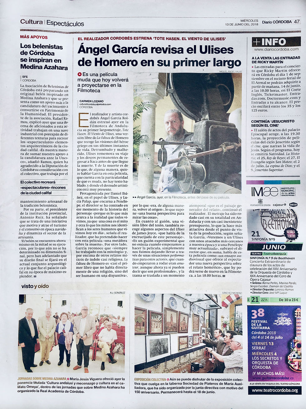 2018-06-13. Diario Córdoba. Ángel García revisa el Ulises de Homero en su primer largo.