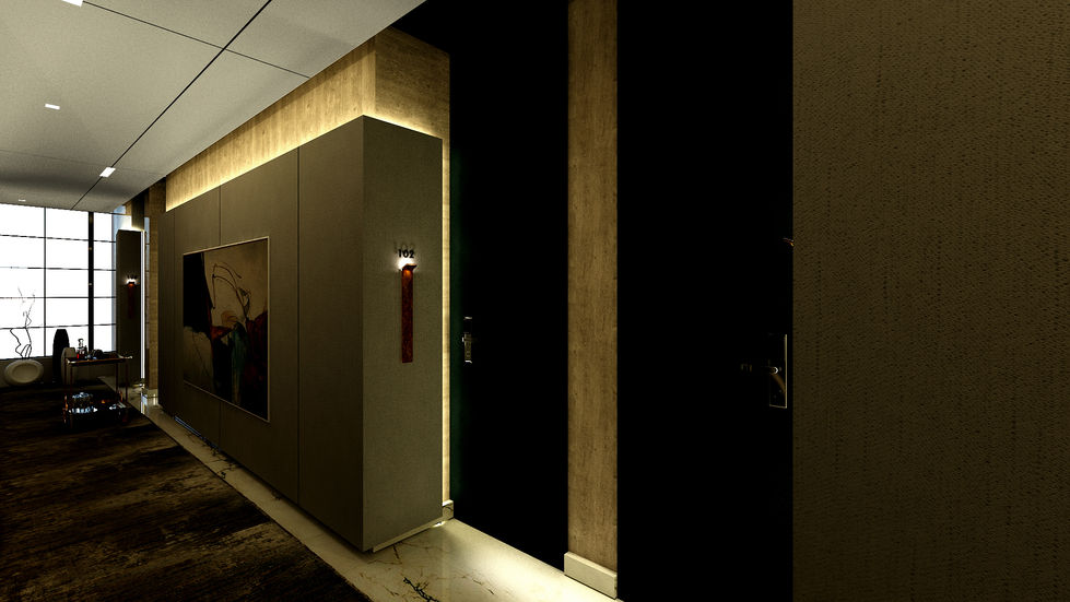 Foyer with dimmed lighting