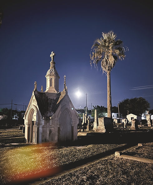 Galveston cemetery at night