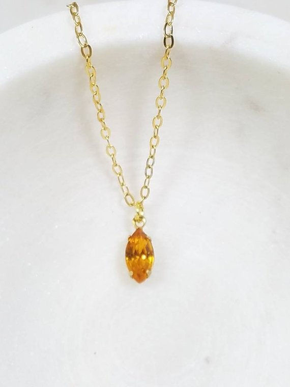 Thumbnail: Studiodragonfly19 Cremation Vintage Topaz Navette Drop Glass Memorial Pendant