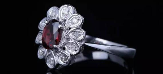 Thumbnail: Studiodragonfly19 Memorial Ash Sterling Silver and Garnet Diamond Cremation Ring