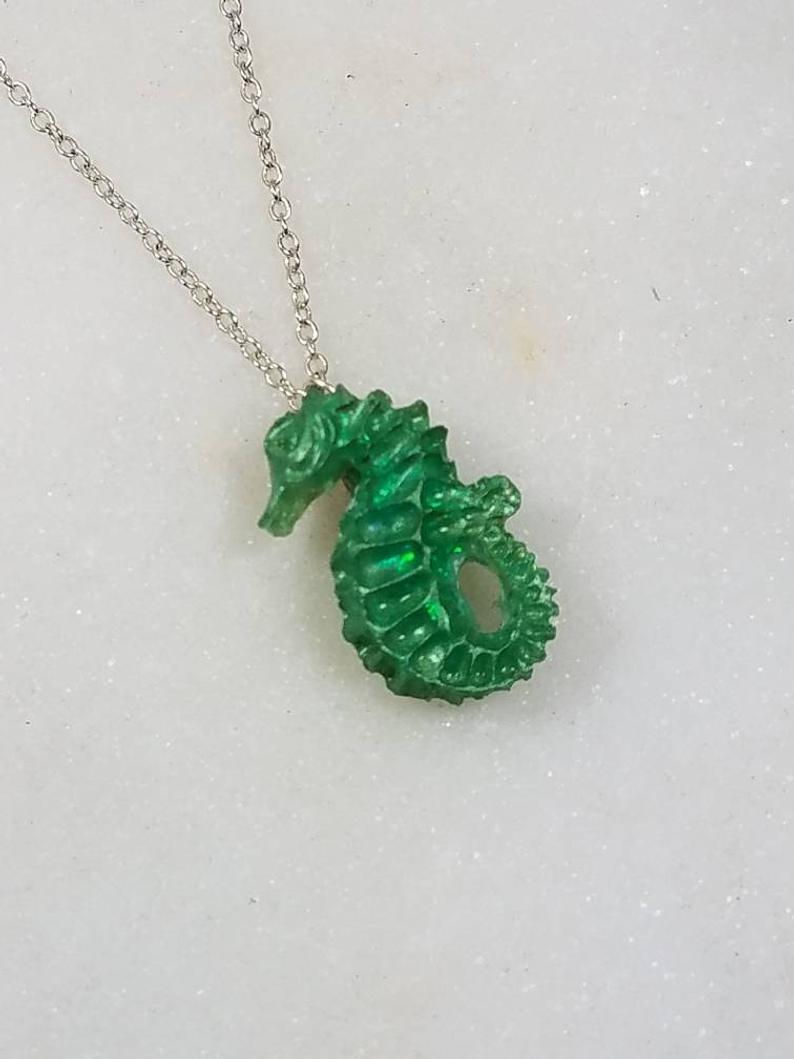 Thumbnail: Memorial Ash Seahorse Pendant Necklace/Seahorse Memorial Ash Pendant/ pet memori