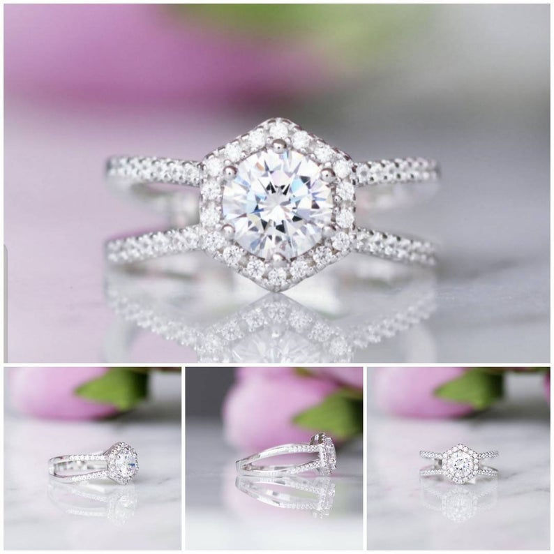 Thumbnail: Studiodragonfly19 Memorial Ash Hexagon Ring/Memorial Ash JewelryPet Memorial