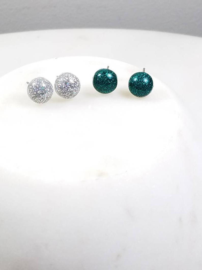 Thumbnail: Memorial Ash Cremation Round Earrings/Pet Memorial/Memorial Earrings/Cremation J