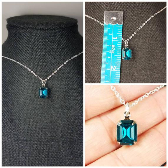 Thumbnail: Studiodragonfly19 Cremation Vintage Blue Glass Stone Memorial Ash Pendant